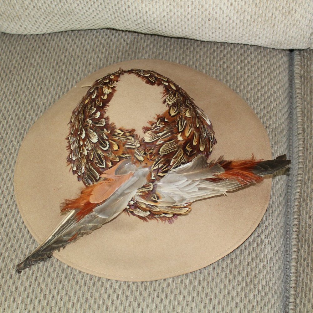 Geo W. Bollman & Co. Wool Peachfelt Feathered  Womens Hat